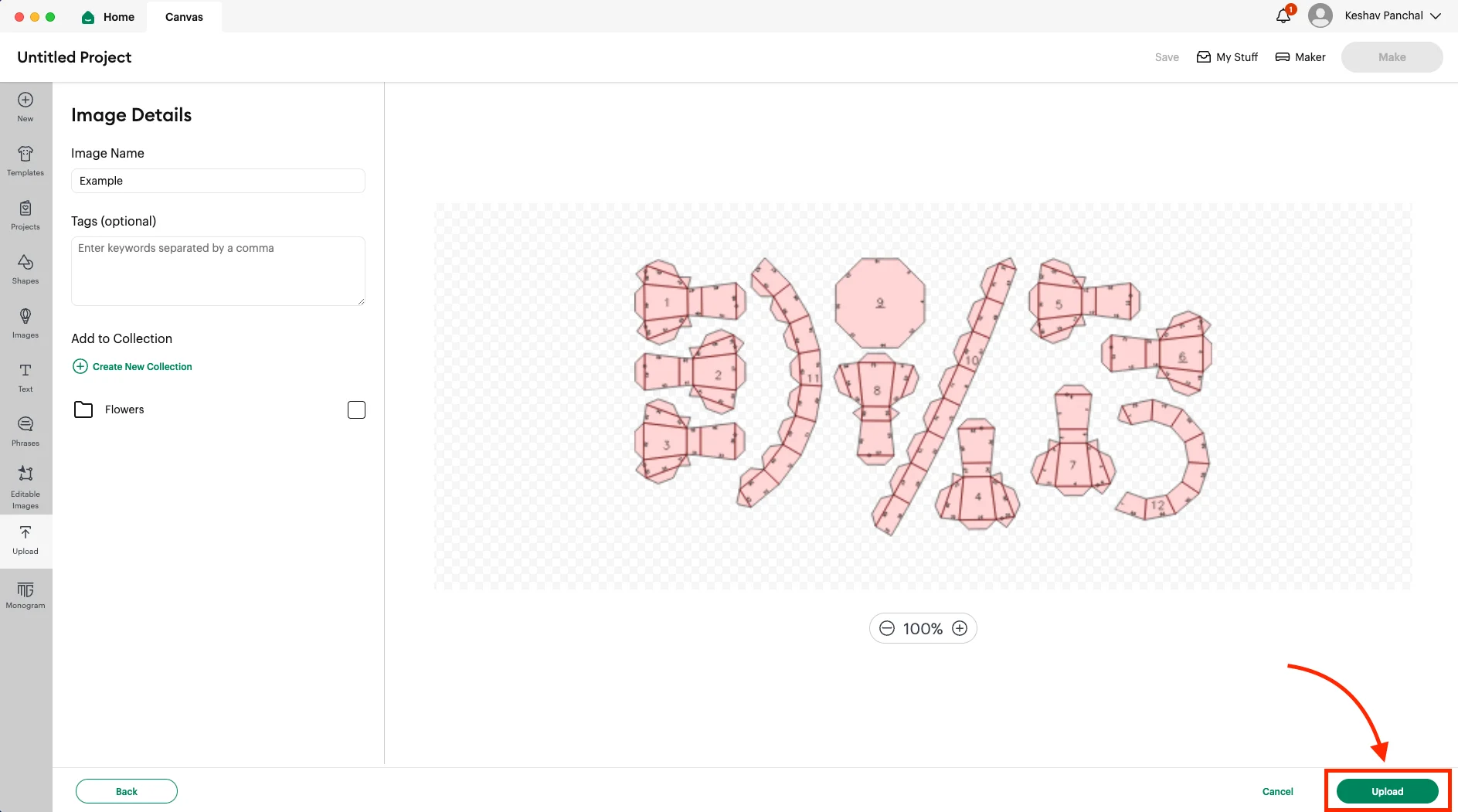 Cricut Design Space, step 6