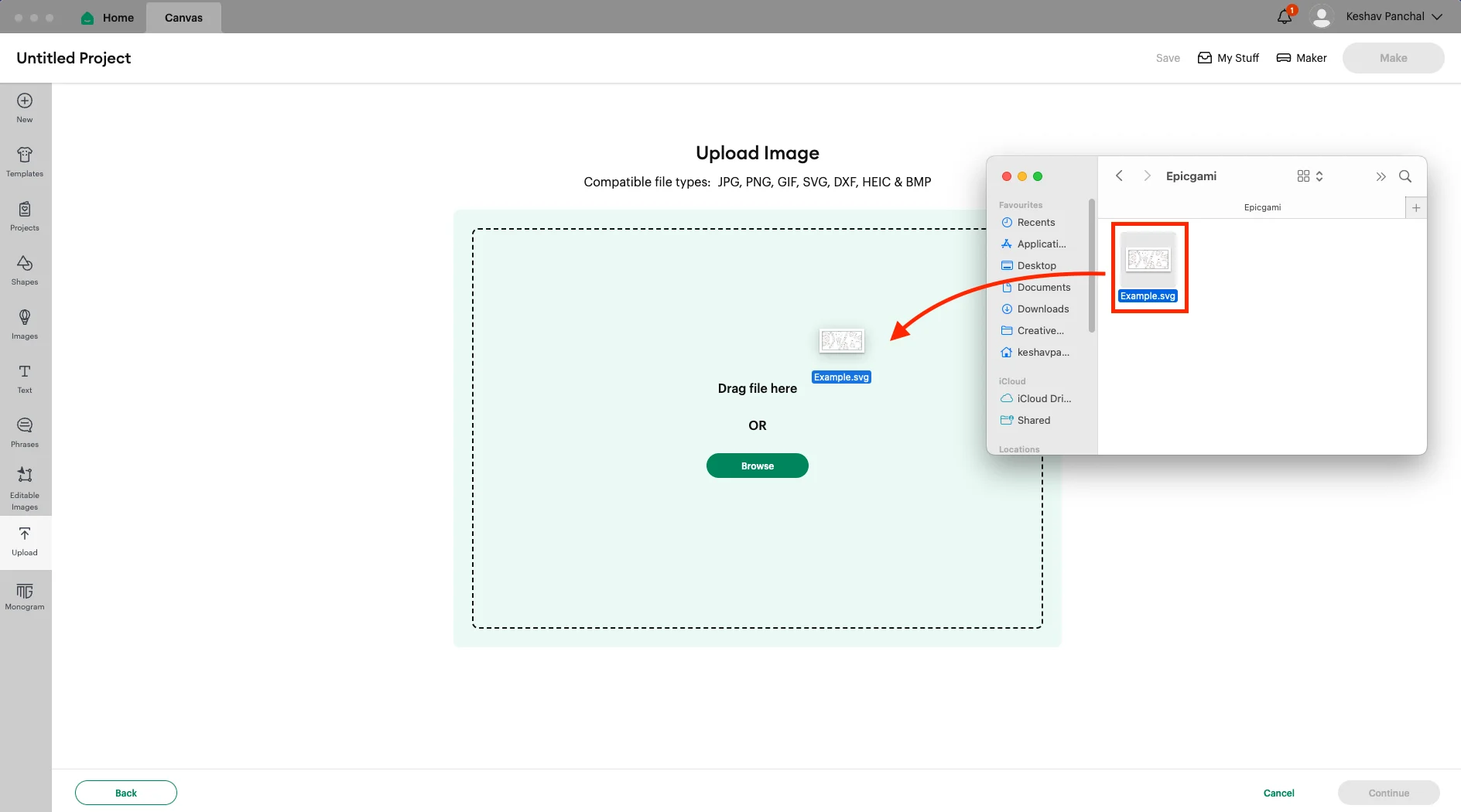 Cricut Design Space, step 4