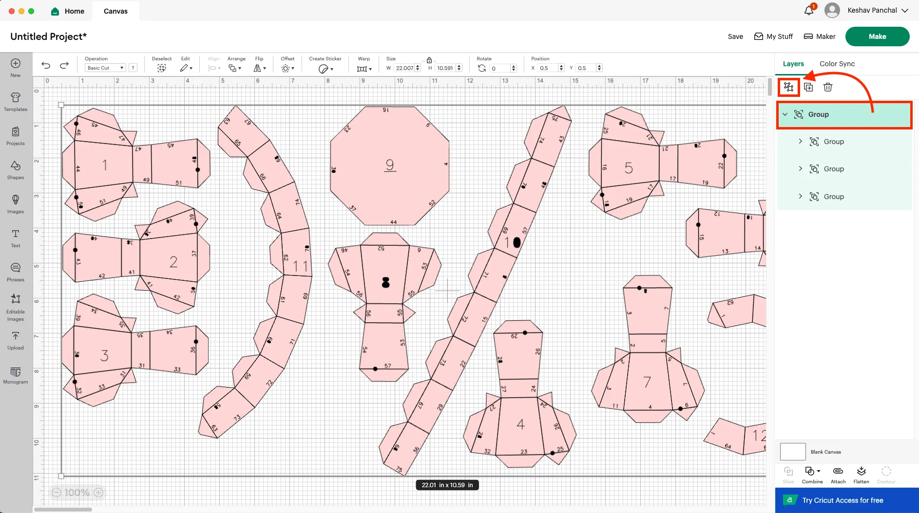 Cricut Design Space, step 7
