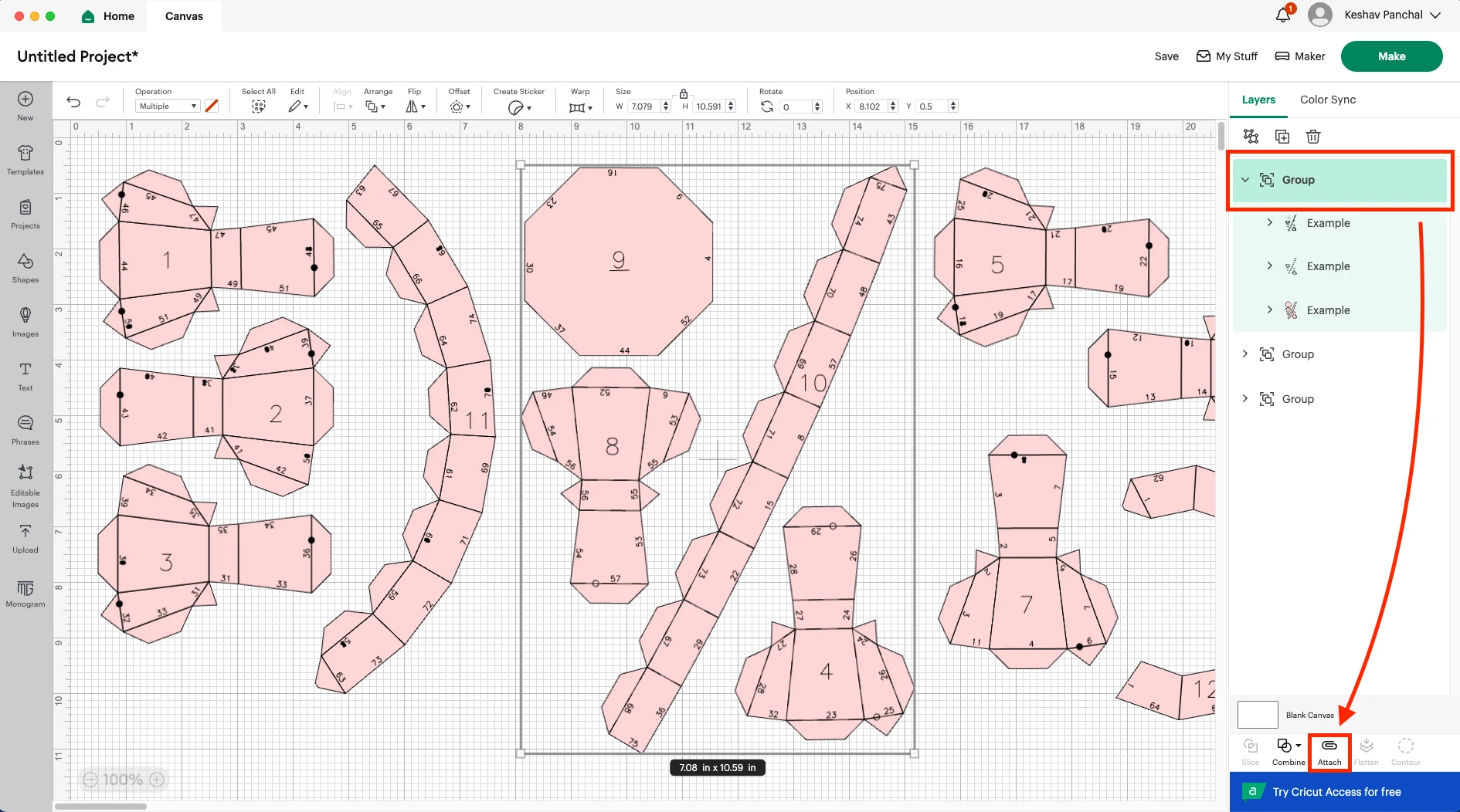 Cricut Design Space, step 10