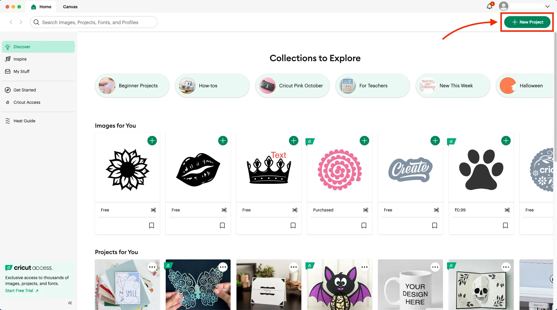 Cricut Design Space, step 1